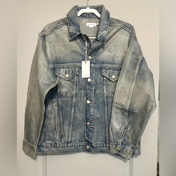 GOOD AMERICAN Coated Oversized Denim Jacket – Indigo927 – XS – NWT $268 - Picture 6 of 7